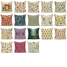 Housse de coussin Nature motif champignons colorés Housse de coussin Nature motif champignons colorés 1