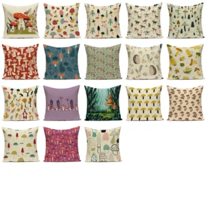 Housse de coussin Nature motif champignons colorés 1