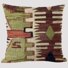 Housse de coussin Ethnique motifs géométriques multicolores style bohème tissé Housse de coussin Ethnique motifs géométriques multicolores style bohème tissé