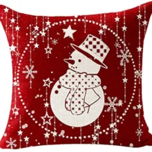 Housse de coussin Noël rouge motif château étoiles flocons 5