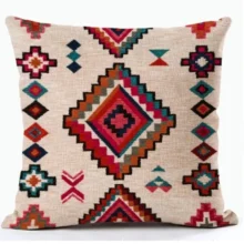 Housse de coussin Ethnique motifs géométriques multicolores style bohème tissé Housse de coussin Ethnique motifs géométriques multicolores style bohème tissé 9