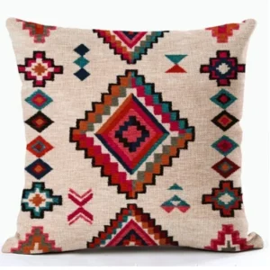 Housse de coussin Ethnique motifs géométriques multicolores style bohème tissé 9