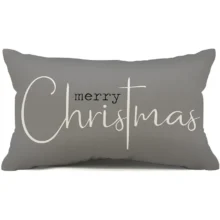 Housse de coussin Noël en lin imprimé double face sapin et texte de Noël 4