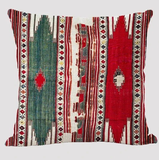 Housse de coussin Ethnique motifs géométriques multicolores style bohème tissé Housse de coussin Ethnique motifs géométriques multicolores style bohème tissé