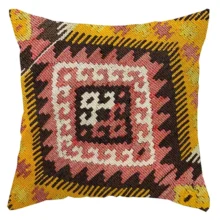 Housse de coussin Ethnique motifs géométriques multicolores style bohème tissé Housse de coussin Ethnique motifs géométriques multicolores style bohème tissé 2