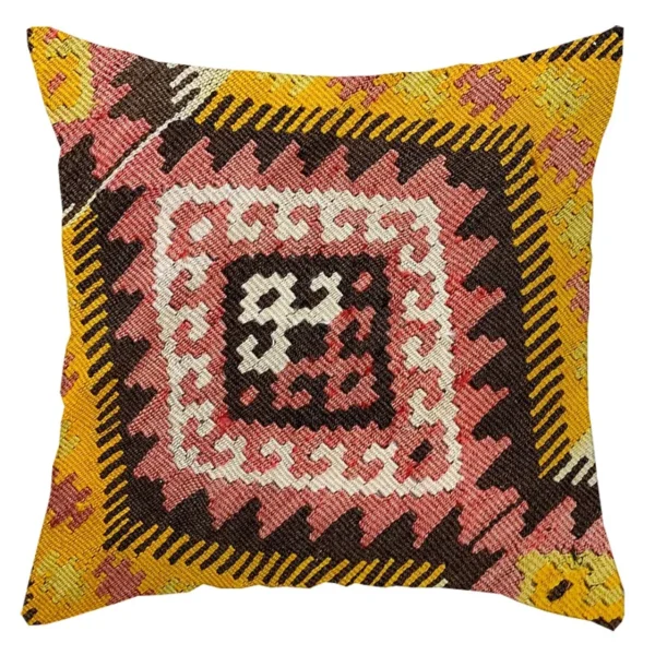 Housse de coussin Ethnique motifs géométriques multicolores style bohème tissé Housse de coussin Ethnique motifs géométriques multicolores style bohème tissé 2