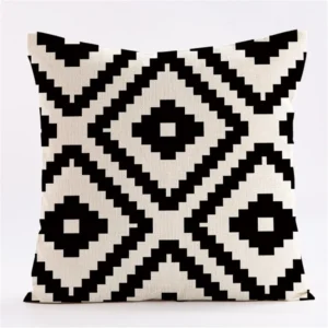 Housse de coussin Ethnique en velours motif géométrique noir et blanc Housse de coussin Ethnique en velours motif géométrique noir et blanc 3