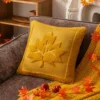 Housse de coussin Halloween motif citrouille en peluche orange double face 6