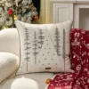 Housse de coussin Noël brodée rouge et blanc flocon et lettre 9