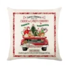 Housse de coussin Noël rouge et blanc sapins cerf flocons et textes festifs d’hiver 9