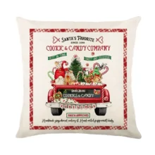 Housse de coussin Noël rouge et blanc sapins cerf flocons et textes festifs d’hiver Housse de coussin Noël rouge et blanc sapins cerf flocons et textes festifs d’hiver 9