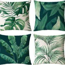 Housse de coussin Nature motif feuilles tropicales vertes 3