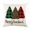 Housse de coussin Noël rouge et blanc sapins cerf flocons et textes festifs d’hiver 3