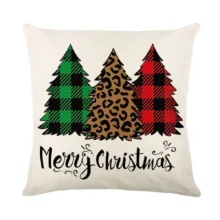 Housse de coussin Noël rouge et blanc sapins cerf flocons et textes festifs d’hiver Housse de coussin Noël rouge et blanc sapins cerf flocons et textes festifs d’hiver 3