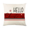 Housse de coussin Noël rouge et blanc sapins cerf flocons et textes festifs d’hiver 17