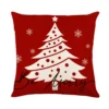 Housse de coussin Noël rouge et blanc sapins cerf flocons et textes festifs d’hiver 2