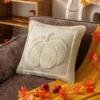 Housse de coussin Halloween motif citrouille en peluche orange double face 5