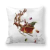 Housse de coussin Noël en tissu doux motifs Père Noël traîneau et bonhommes de neige enneigés 14