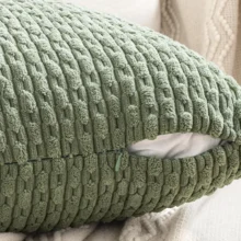 Housse de coussin Velours côtelé rayé vert décoration Boho 2
