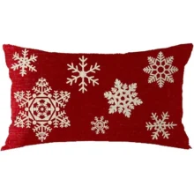 Housse de coussin Noël en lin imprimé double face sapin et texte de Noël