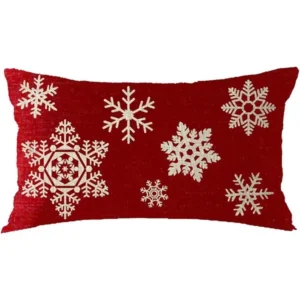 Housse de coussin Noël en lin imprimé double face sapin et texte de Noël