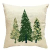 Housse de coussin Noël verte et beige sapins messages et camion vintage 7