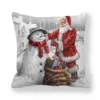 Housse de coussin Noël en tissu doux motifs Père Noël traîneau et bonhommes de neige enneigés 7