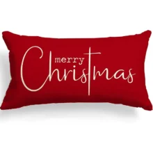 Housse de coussin Noël en lin imprimé double face sapin et texte de Noël 2