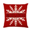 Housse de coussin Noël rouge et blanc sapins cerf flocons et textes festifs d’hiver 13