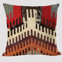 Housse de coussin Ethnique motifs géométriques multicolores style bohème tissé Housse de coussin Ethnique motifs géométriques multicolores style bohème tissé