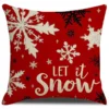 Housse de coussin Noël rouge et noir avec sapins flocons et camion vintage 3
