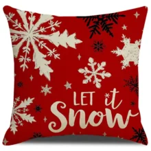 Housse de coussin Noël rouge et noir avec sapins flocons et camion vintage 3