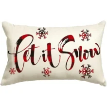 Housse de coussin Noël en lin imprimé double face sapin et texte de Noël 5