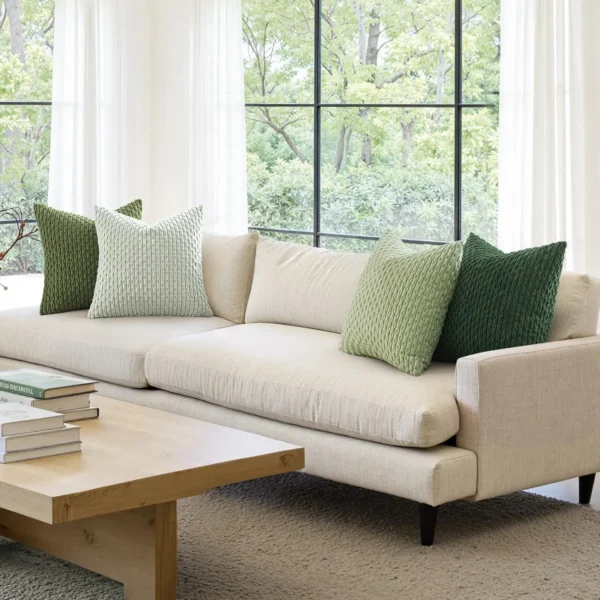 Housse de coussin Velours côtelé rayé vert décoration Boho 3