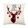 Housse de coussin Noël rouge et blanc sapins cerf flocons et textes festifs d’hiver 7