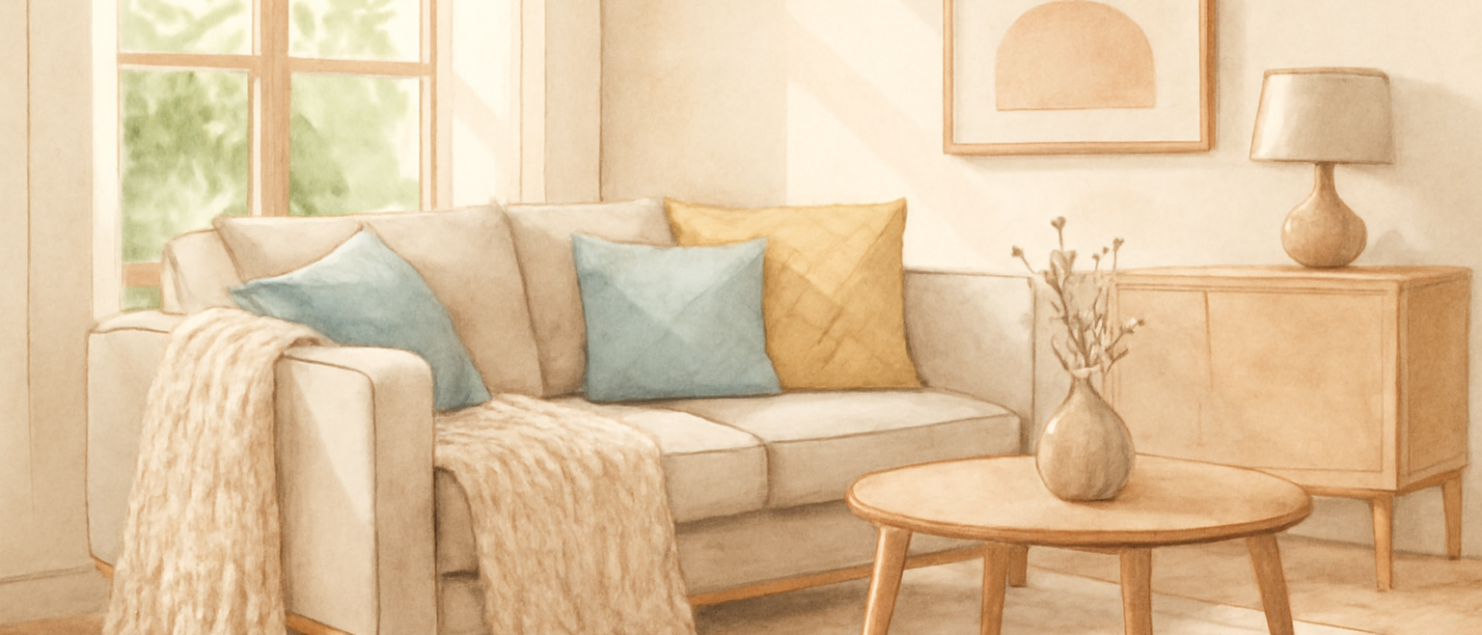 Illustration editoriale : plaid scandinave