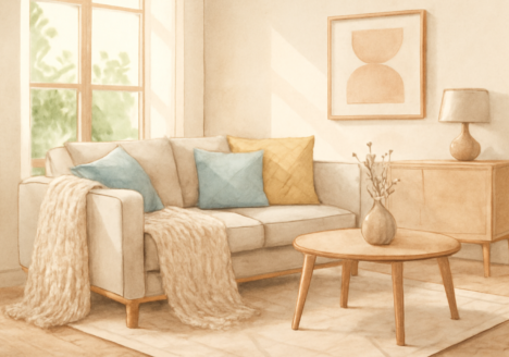 Illustration editoriale : plaid scandinave