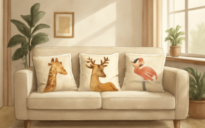 Illustration éditoriale : comment choisir des coussins animaux pour son salon