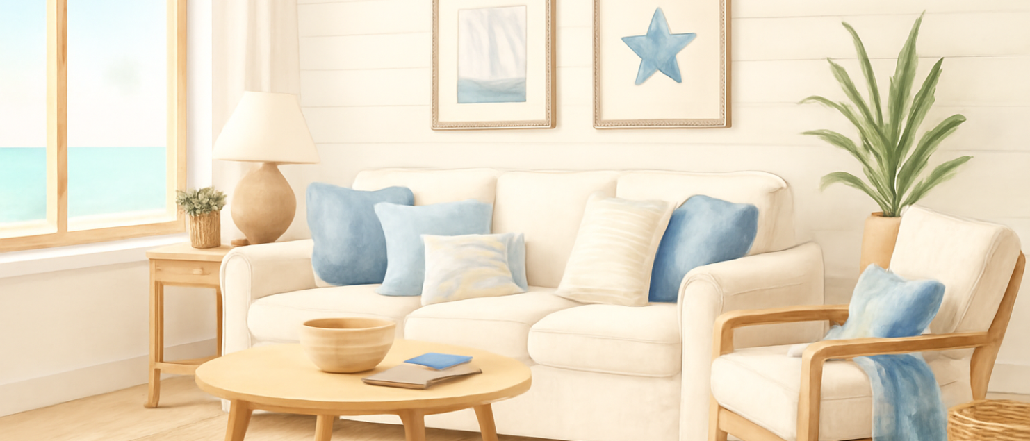 Illustration éditoriale : comment créer une décoration bord de mer chaleureuse