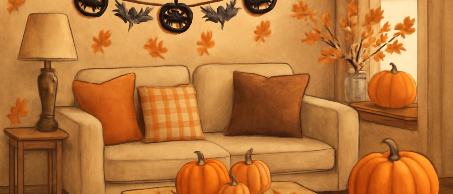 Illustration éditoriale : comment décorer sa maison pour Halloween