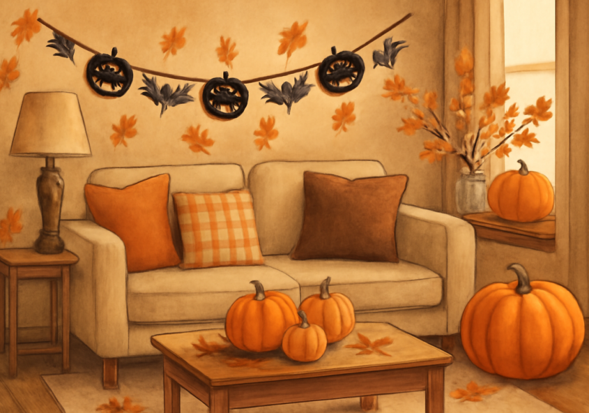 Illustration éditoriale : comment décorer sa maison pour Halloween