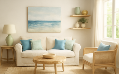 Quelles couleurs choisir pour une décoration bord de mer ? Illustration éditoriale : quelles couleurs choisir pour une décoration bord de mer